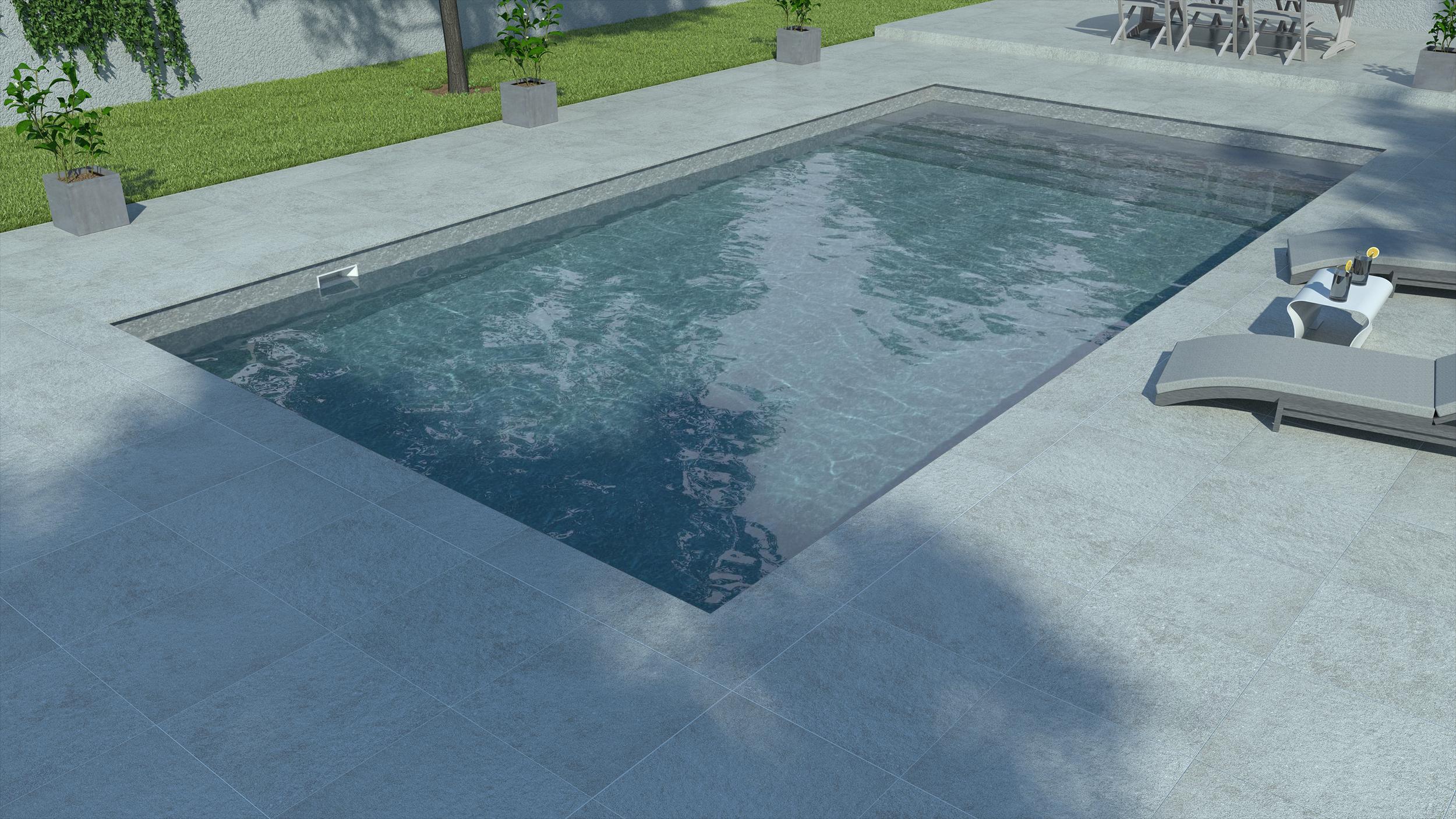 Piscine à liner Marbre gris